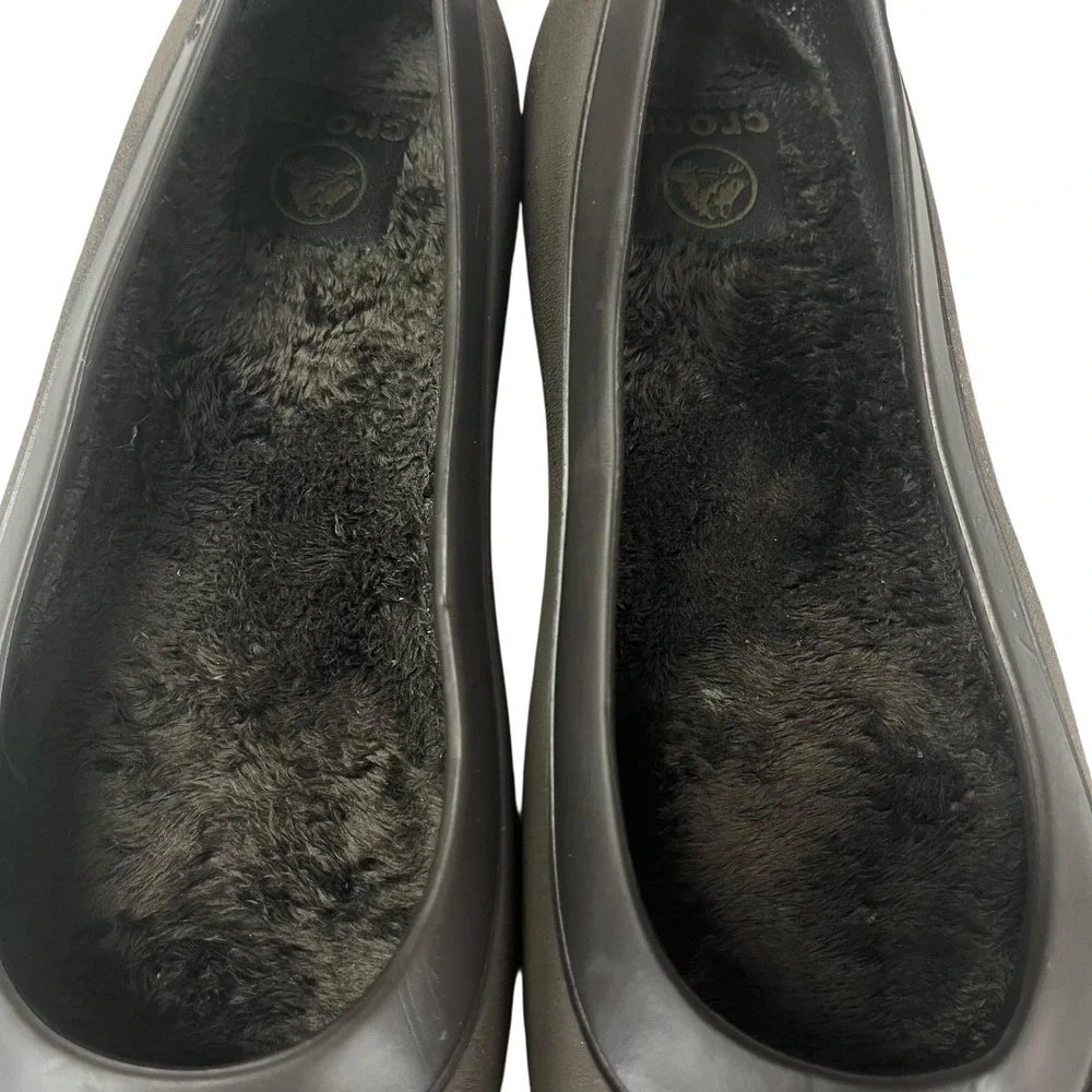 Crocs Olivia II Faux Fur Insole Ballet Flats Brown‎ Womens 8 Comfortable Shoes
